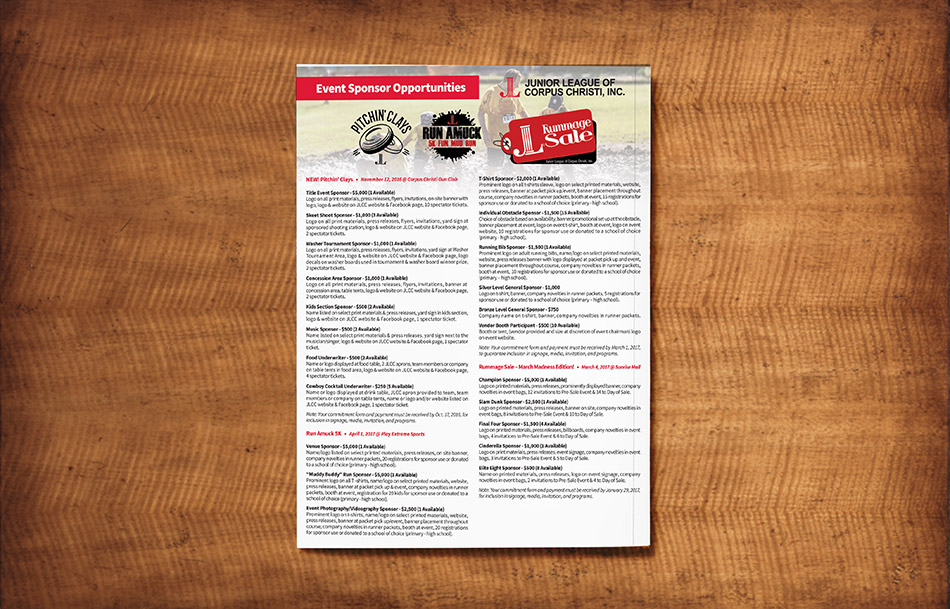 Yearly Brand Awarness Campaign Bi-Fold Brochure Back Cover The Junior League of Corpus Christi Yearly Brand Awarness Campaign Bi-Fold Brochure Back Cover